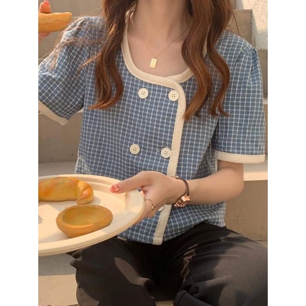 Áo cộc tay dáng tweed