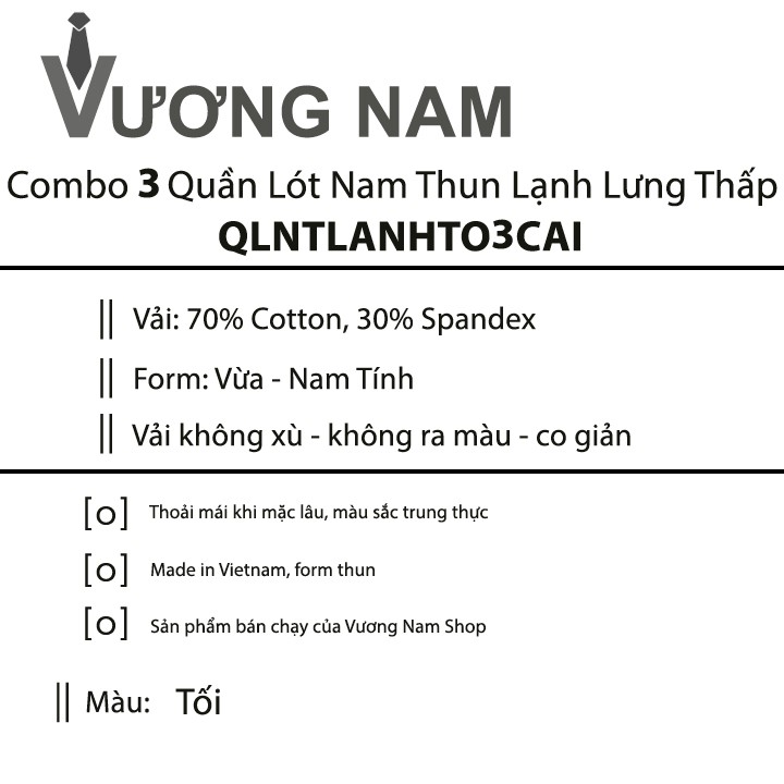 Quần lót nam thun lạnh 3 cái đẹp cao cấp tam giác lưng cao VN54I