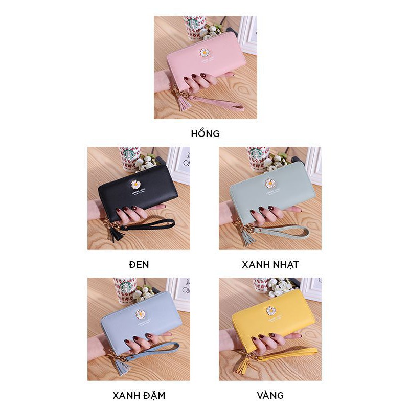 Ví nữ dài hoa cúc hot trend siêu xinh nhiều ngăn cầm tay