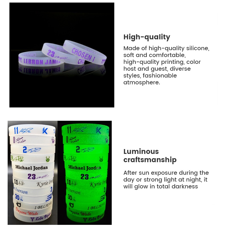 Vòng Tay Bóng Rổ Bằng Silicone Phát Quang Chất Lượng Cao Dành Cho Nam Giới