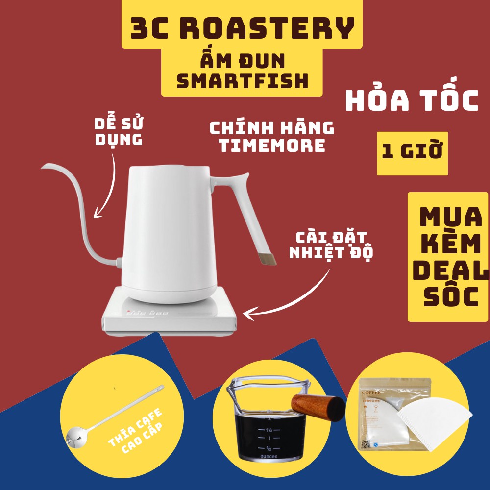 Ấm Điện Pourover Cài nhiệt độ thông minh Timemore dung tích 600ml - 3C Roastery