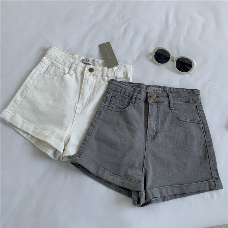 Quần Short Jeans Lưng Cao Ống Rộng Thời Trang Cho Nữ