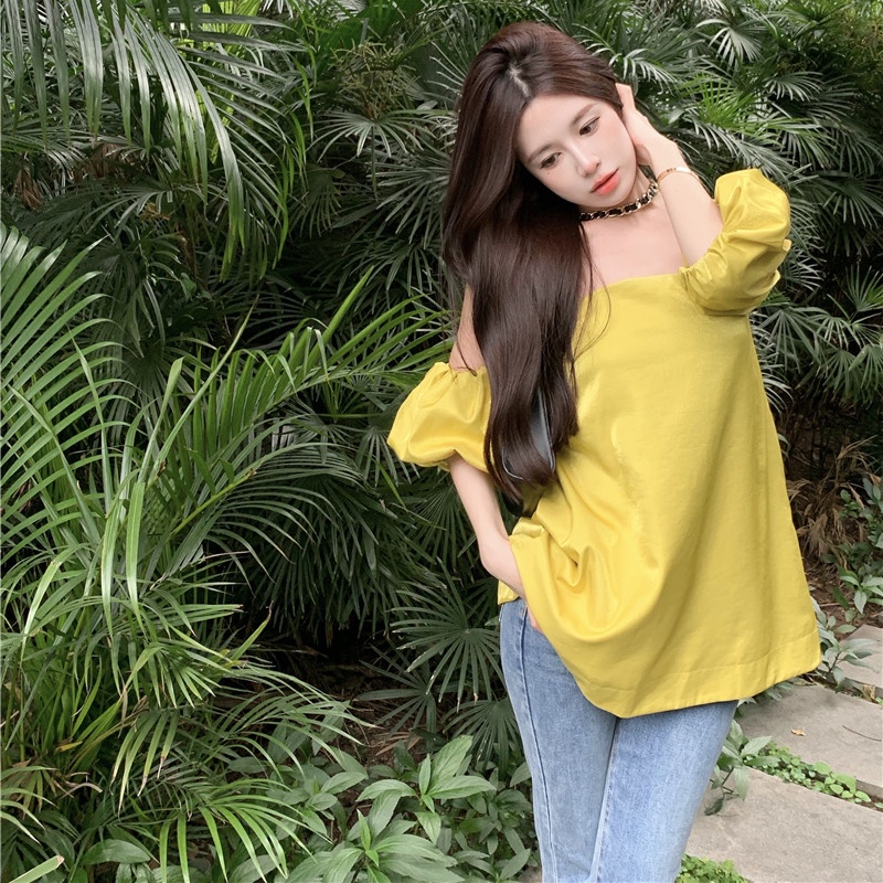 Áo Trễ Vai Tay Phồng Dáng Rộng Thời Trang Nữ Độc Đáo