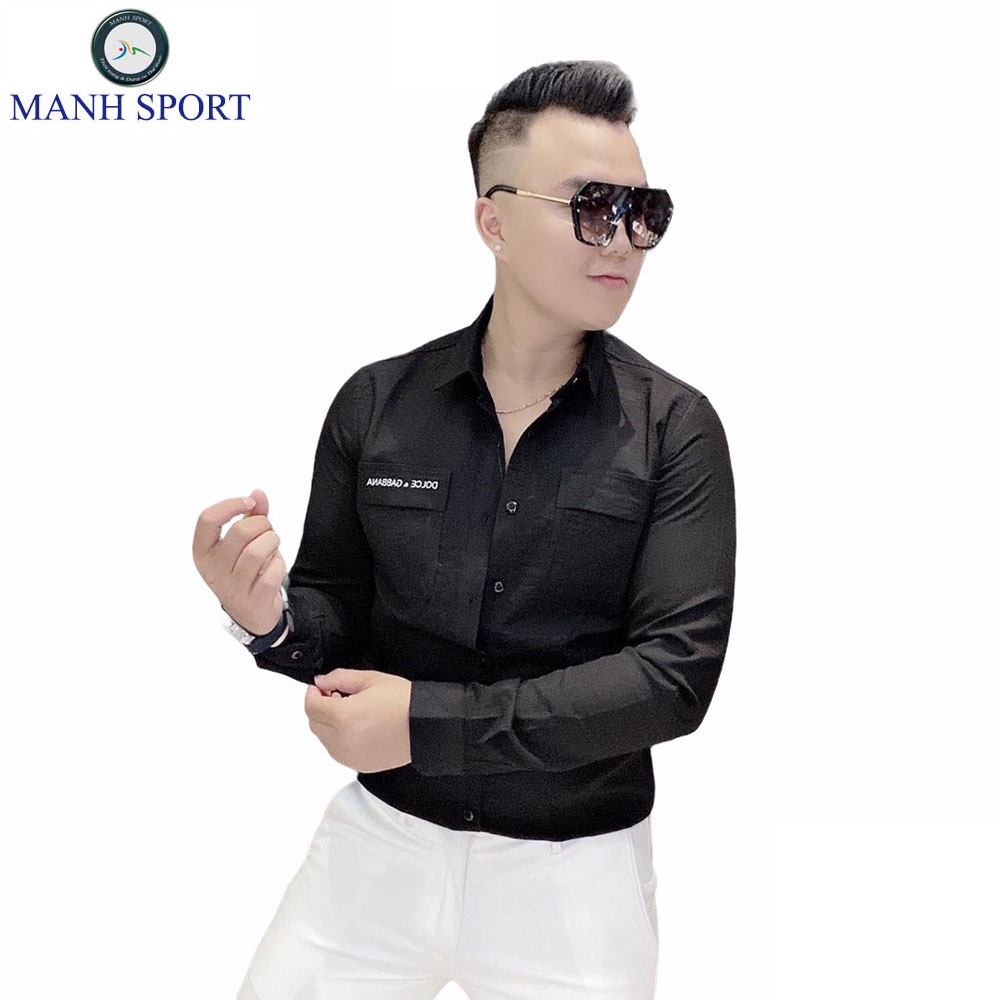 Áo Sơ Mi Nam Dài Tay Màu Đen Có Túi Chất Vải Đũi Xước Chống Nhăn Form Body [12]