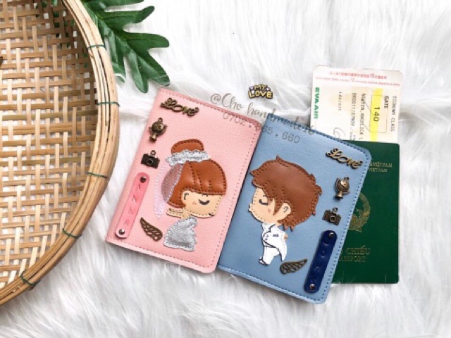 (Chat chốt tên-chọn màu)passport cover Cô Dâu- Chú Rể, vỏ hộ chiếu đôi 36 , passport cover couple đám cưới