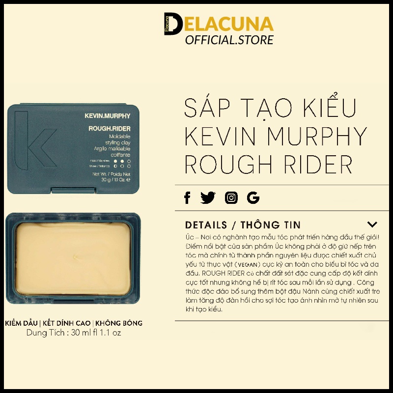 Sáp vuốt tóc nam Kevin Murphy Rough Rider ver 5 chính hãng cao cấp Delacuna RR01