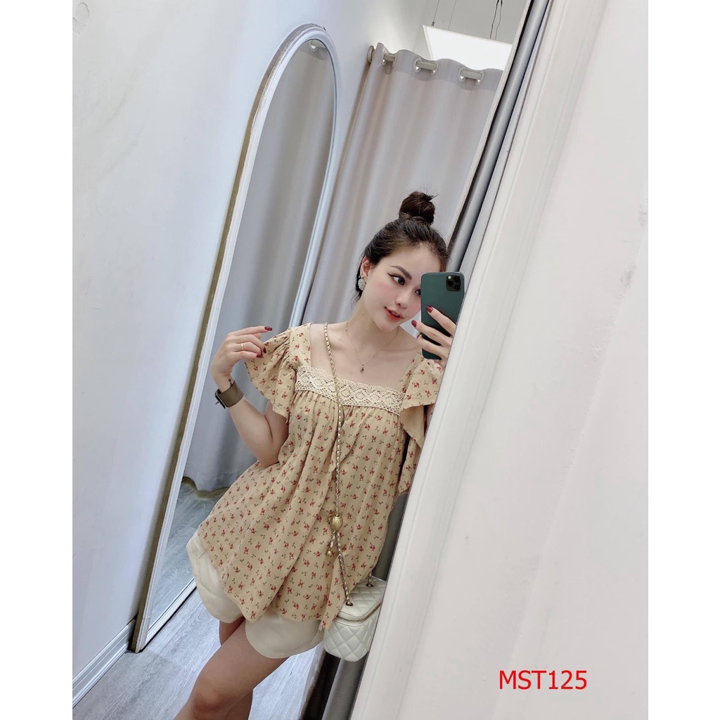 Set đũi nữ hoa nhí áo cánh tiên phối quần sooc chất liệu mềm mại, thoáng mát - Hàng có sẵn - Xưởng may Lộc Vân - V05