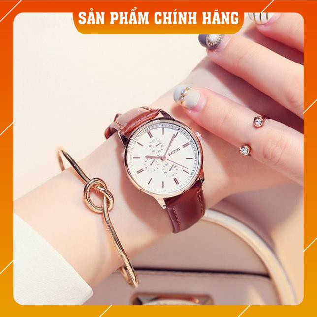 Đồng hồ nam nữ Kezzi 1655 hàng chính hãng dây da thật