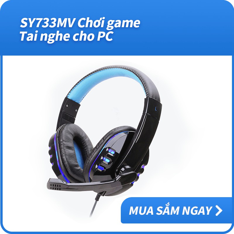 【Read Stock】 Tai nghe chơi game máy tính có dây SY733MV Tai nghe chơi game qua tai có Mic AUX + Điều khiển âm lượng cổng USB cho PC