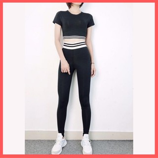 Đồ Tập Gym Nữ Set Bộ Quần Áo Yoga Thể Thao Thun Co Giãn 4 Chiều Boline Trắng Không Lót Ngực