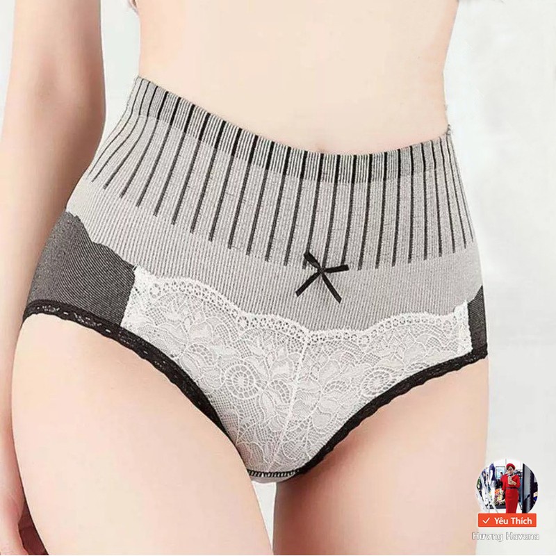 Quần lót nữ cạp cao gân tăm pha ren - bigsize - quần chip ren nữ hoàng FLQ69 | BigBuy360 - bigbuy360.vn