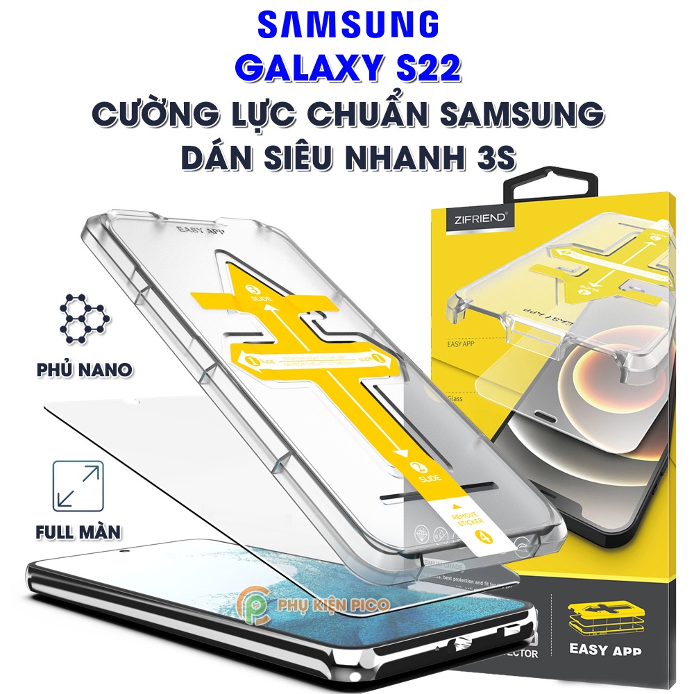 Kính cường lực Samsung Galaxy S22 chính hãng ZIFRIEND khung dán tự động full màn hình - Dán màn hình Samsung S22