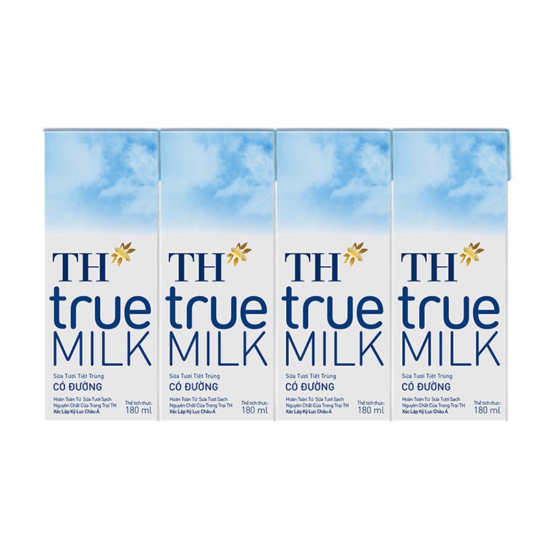 Combo 2 lốc 4 hộp sữa tươi tiệt trùng TH true milk 180ml