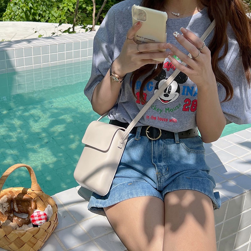 Ielgy Túi Đeo Chéo Đựng Điện Thoại Kết Cấu Đơn Giản Phong Cách niche Nhỏ Dành Cho Bạn Nữ