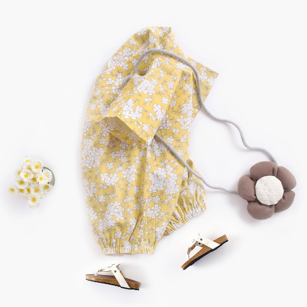 Áo Liền Quần Sanlutoz Họa Tiết Hoa Vàng Thời Trang Mùa Hè Dành Cho Bé