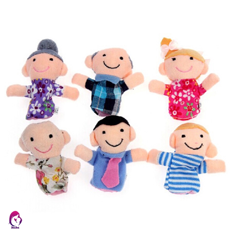 【Hàng mới về】 6 Pcs Finger Family Puppets Cloth Doll Props for Kids Toddlers Educational Toy