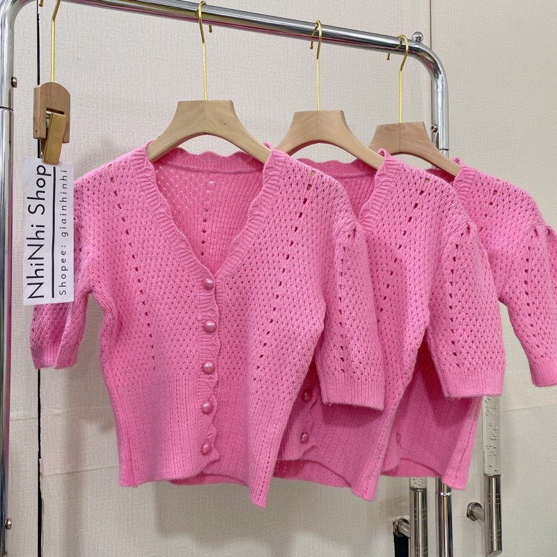Xả hàng - Áo len hồng cúc ngọc siêu xinh AL9010 - NhiNhi Shop