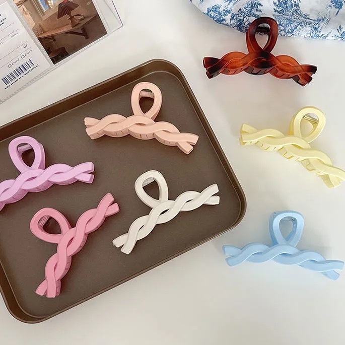 Kẹp tóc hàm cá mập kiểu xoắn dây thời trang xuân và hè màu macaron