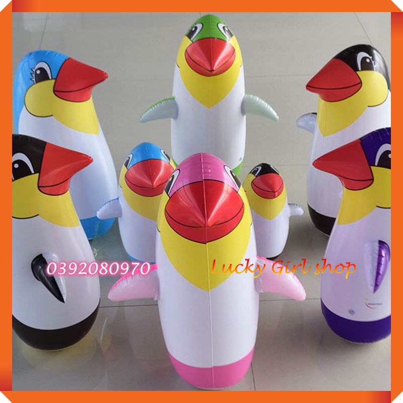 Đồ Chơi Chim Cánh Cụt, Cá Heo Nhựa PVC Bơm Hơi  Cho Bé Chơi Trong Nhà, Sân Vườn, Phòng Tắm