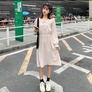 Đầm tiểu thư vintage màu kem