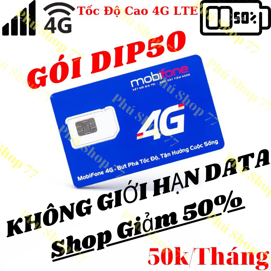 Vua Sim Chuyên Dùng Vào Mạng Sim 4G Mobi Gói DIP50 Vào Mạng Miễn Phí Tẹt Ga Chỉ 50k/Tháng Sim Kèm Nghe Gọi