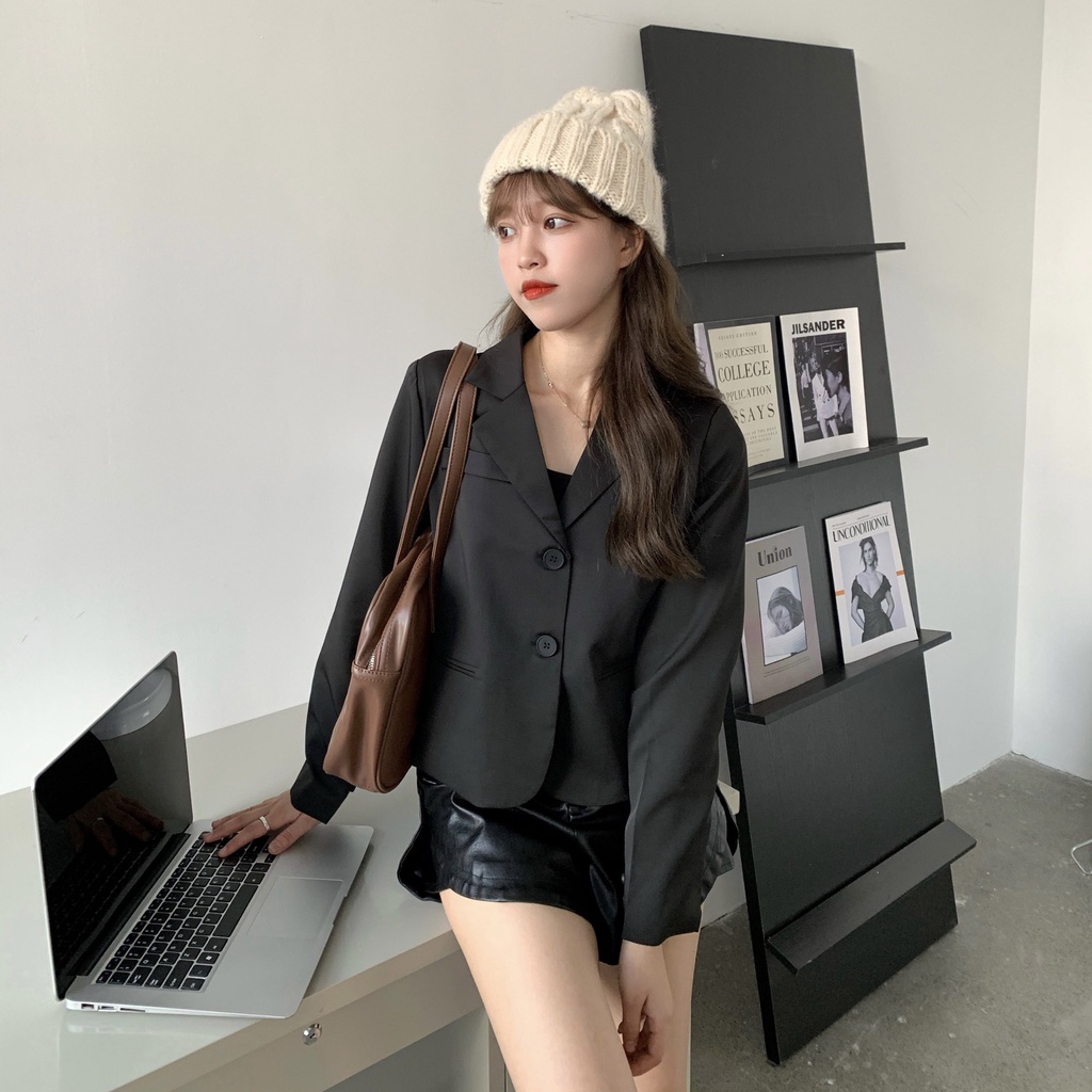 Áo Blazer Size Nhỏ XXS XS Màu Trắng Kem Đen Phong Cách Hàn Quốc