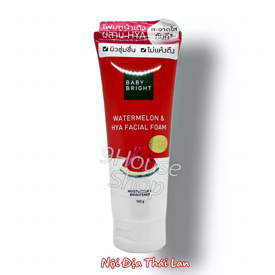01 Tuýp Sữa Rửa Mặt Sáng Da Dưỡng Ẩm Hương Dưa Hấu Watermelon & Hya Facial Foam Baby Bright Thái Lan 160gram