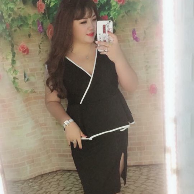ĐẦM PEPLUM SÁT NÁCH VIỀN TRẮNG