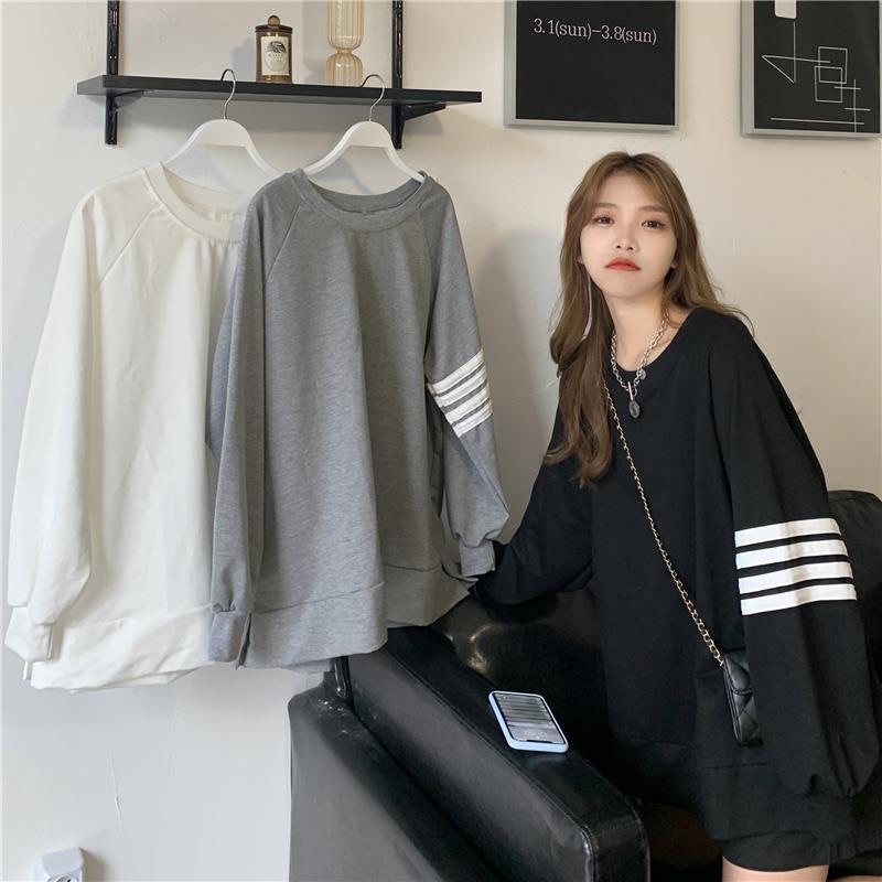 Áo thun dài tay Thom 4 sọc tay raglan BIGOMALL - Áo thun nữ form thụng cánh rơi siêu hot
