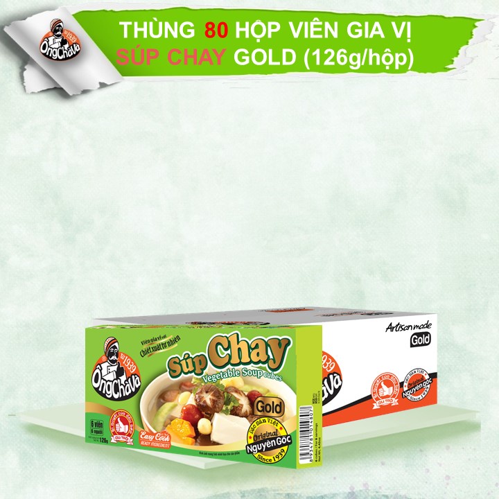 Thùng Viên Gia Vị Súp Chay Gold 126gram Ông Chà Và 80 Hộp Siêu Tiết Kiệm Dễ Dùng Và Tiện Lợi Thích Hợp Cho Quán Ăn