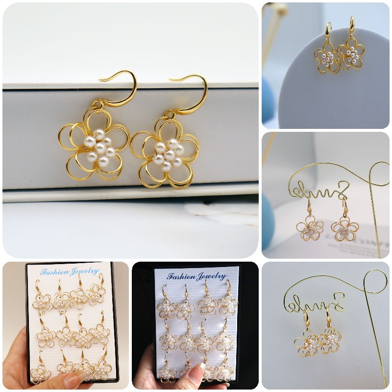 2pairs Bông tai dáng dài đính ngọc trai phong cách Nhật Hàn thời trang cho nữ