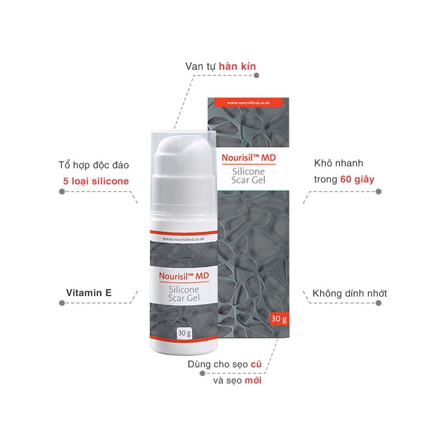 Nourisil MD - silicone gel chăm sóc sẹo của Hà Lan - Anh Quốc