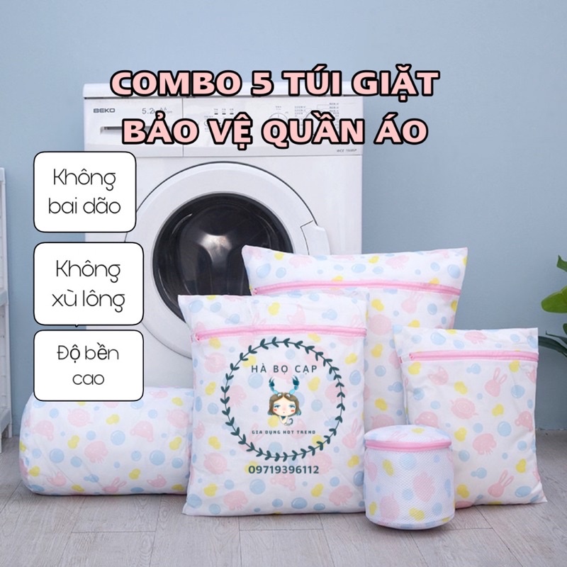 Sét 5 chiếc túi lưới hình hoa giặt đồ, túi giặt đồ lót máy giặt - bảo vệ quần áo khi giặt máy tiện lợi
