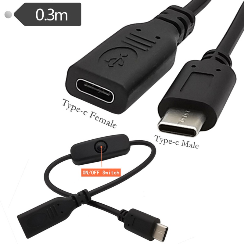 Dây Cáp Nguồn Mở Rộng 5V USB C Male Sang Female Có Công Tắc Bật Tắt Dành Cho Điện Thoại Thông Minh / Máy Tính Bảng