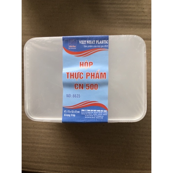 10 Hộp nhựa đựng thực phẩm 500ml kích thước 17x12x3,7
