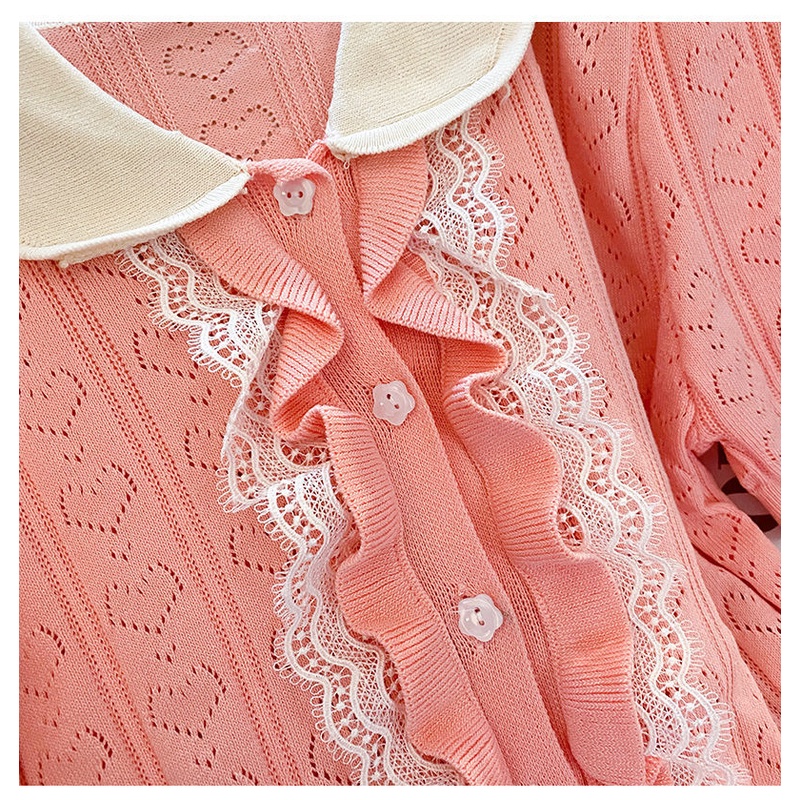 Áo Thun Tay Ngắn Phồng Cổ Polo Phối Ren Thời Trang Mùa Hè