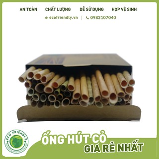 Ống hút cỏ bàng (Grass straws) Hộp 50 ống dài 11 cm - Hàng xuất khẩu đi Mỹ - Dùng được cho tất cả các loại thức uống