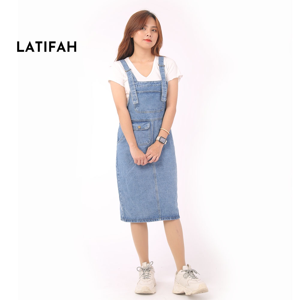 Yếm váy jean LATIFAH form dài có nắp YJ011 phong cách hàn quốc