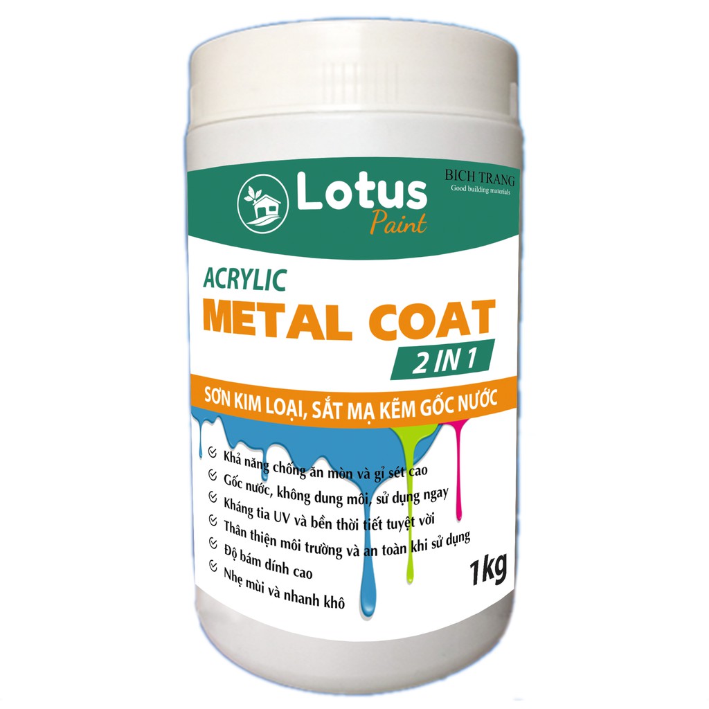 Sơn kim loại - không dung mội, nhẹ mùi, an toàn, hệ nước - Acylic metal coat 2 in 1