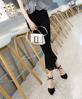 Giày bít da si nỉ bền đẹp 7cm. 2 màu đen và da