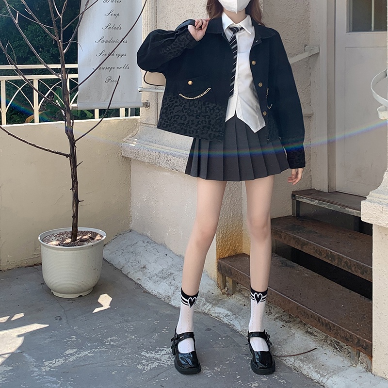 Áo Khoác denim In Họa Tiết Da Báo Thời Trang Dành Cho Nữ