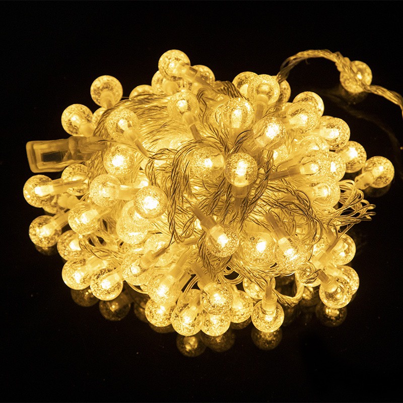 Dây đèn Led trang trí bi bọt mini 5met màu vàng nắng - cắm điện dây màu trắng
