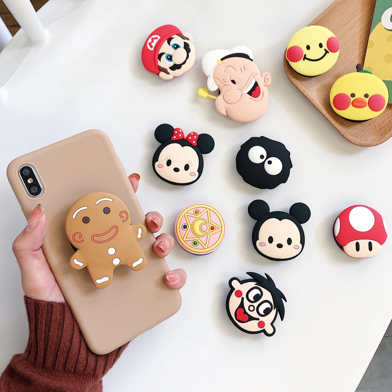 Rotation Folding Air Bag Finger Stand Ring Cute 3D cartoon Silicone TPU phone Holder Various Patterns of Personality