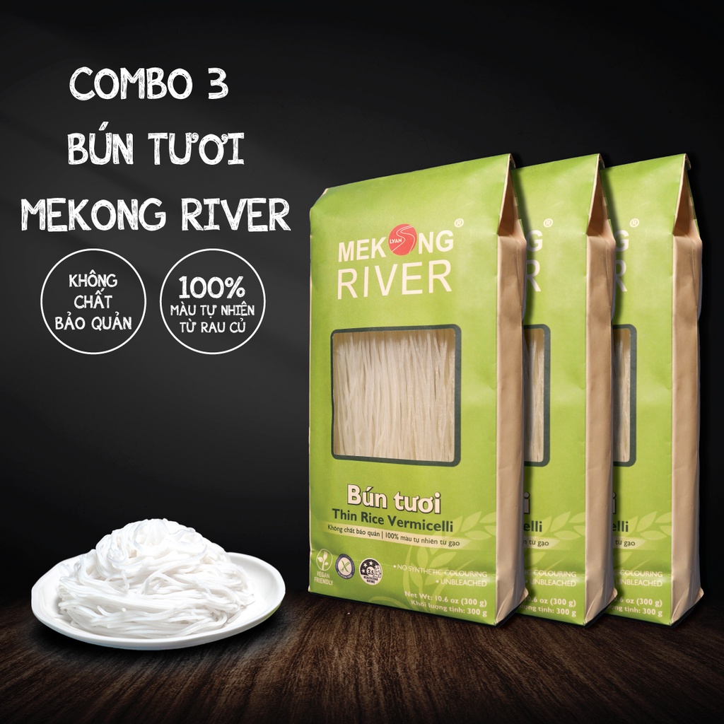 Combo 3 Bún tươi đóng gói MEKONG RIVER - 900g