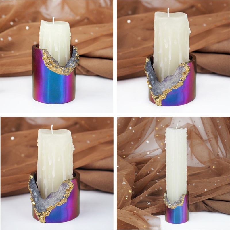 Bộ 4 Khuôn Silicone Làm Giá Đỡ Đèn Cầy Bằng Resin Epoxy Độc Đáo Trang Trí Nhà Cửa DIY