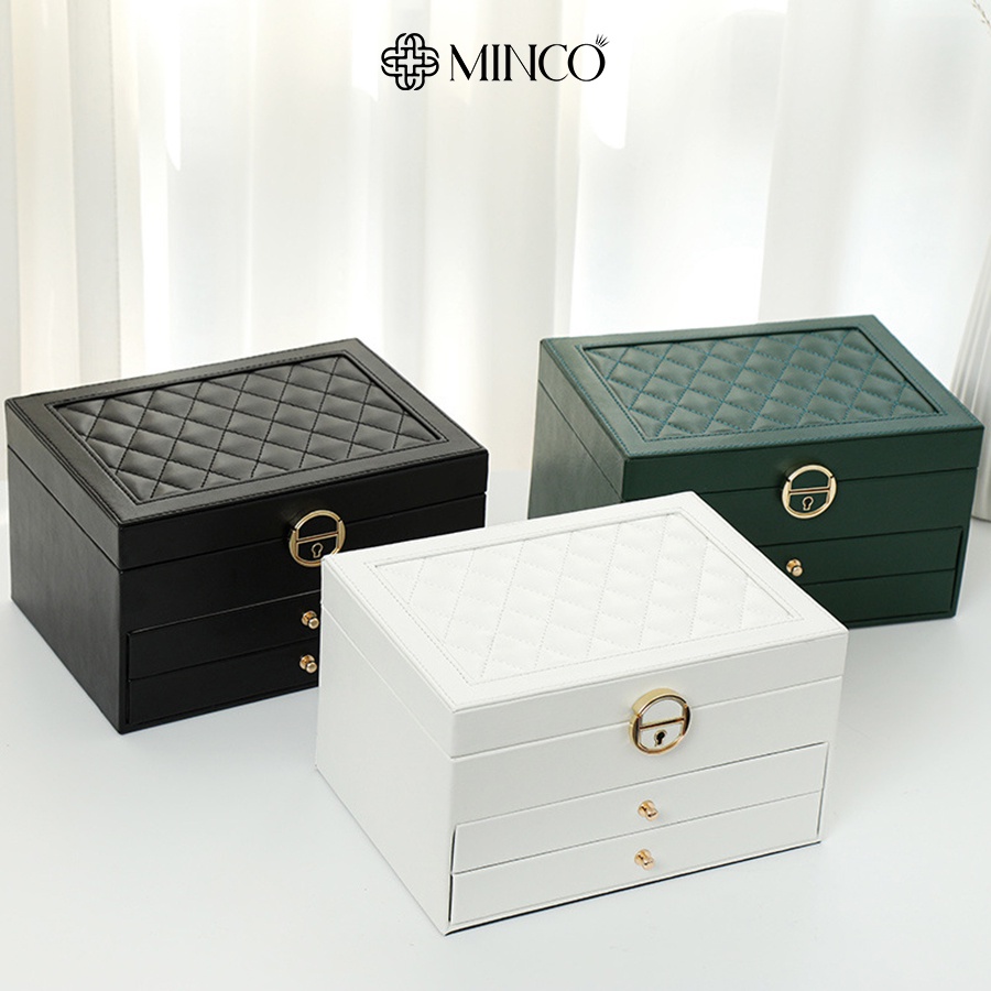 Hộp trang sức cao cấp Minco Accessories hai tầng thời trang sang trọng HT05