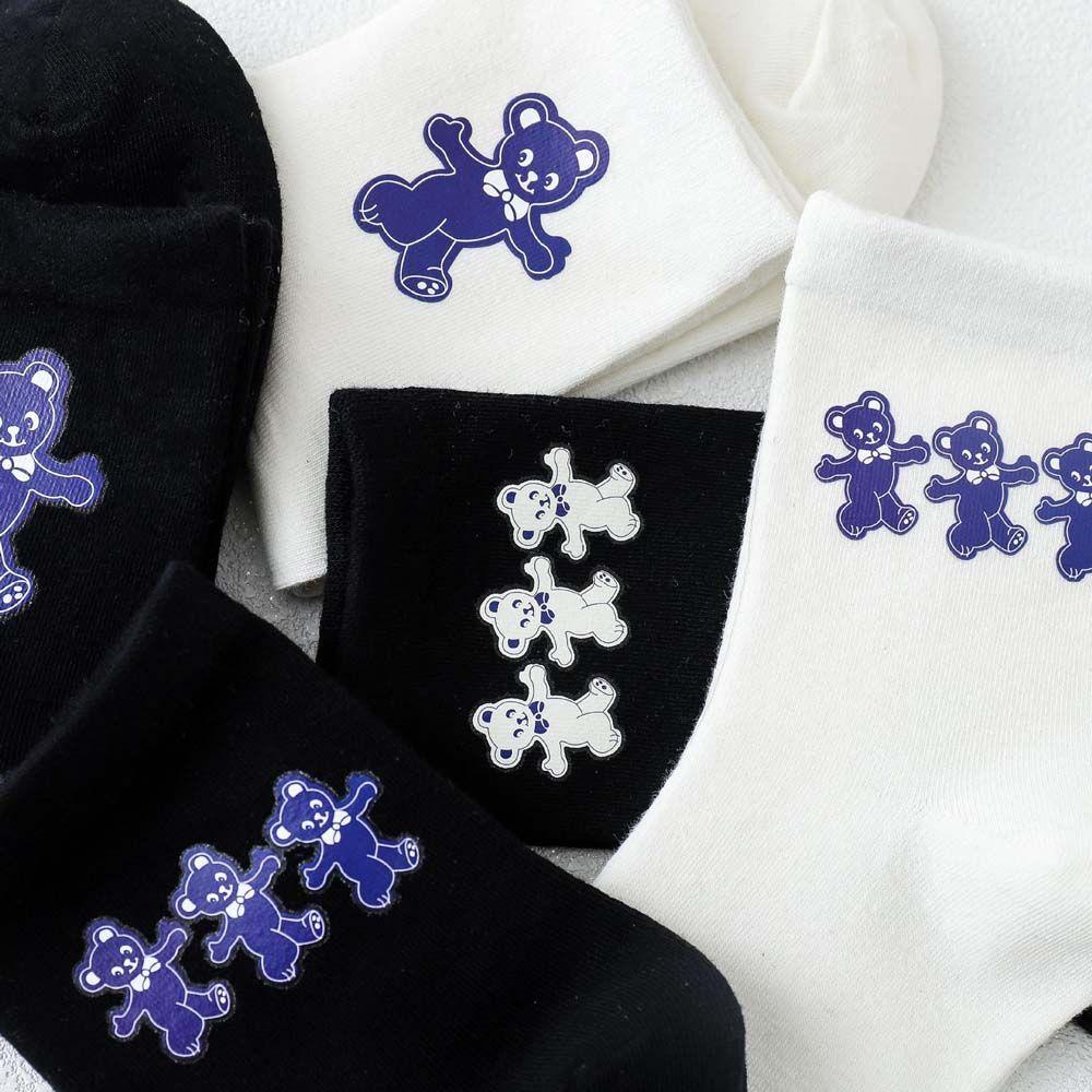 Vớ Cổ Trung In Họa Tiết Gấu Phong Cách Harajuku Ngọt Ngào Thời Trang Xuân Thu Cho Nữ