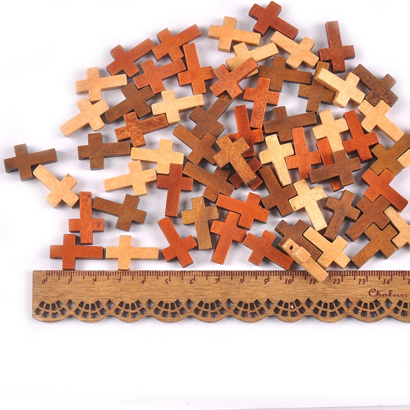 Bộ 50 Hạt Gỗ Hình Thánh Giá Dùng Làm Trang Sức Thủ Công
