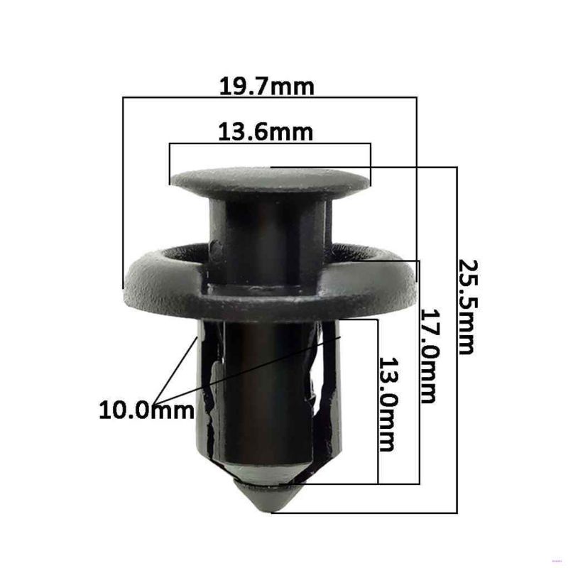 Set 100 Chốt Đinh Tán Nhựa 10mm Cho Xe Hơi Toyota và HonDa Civic