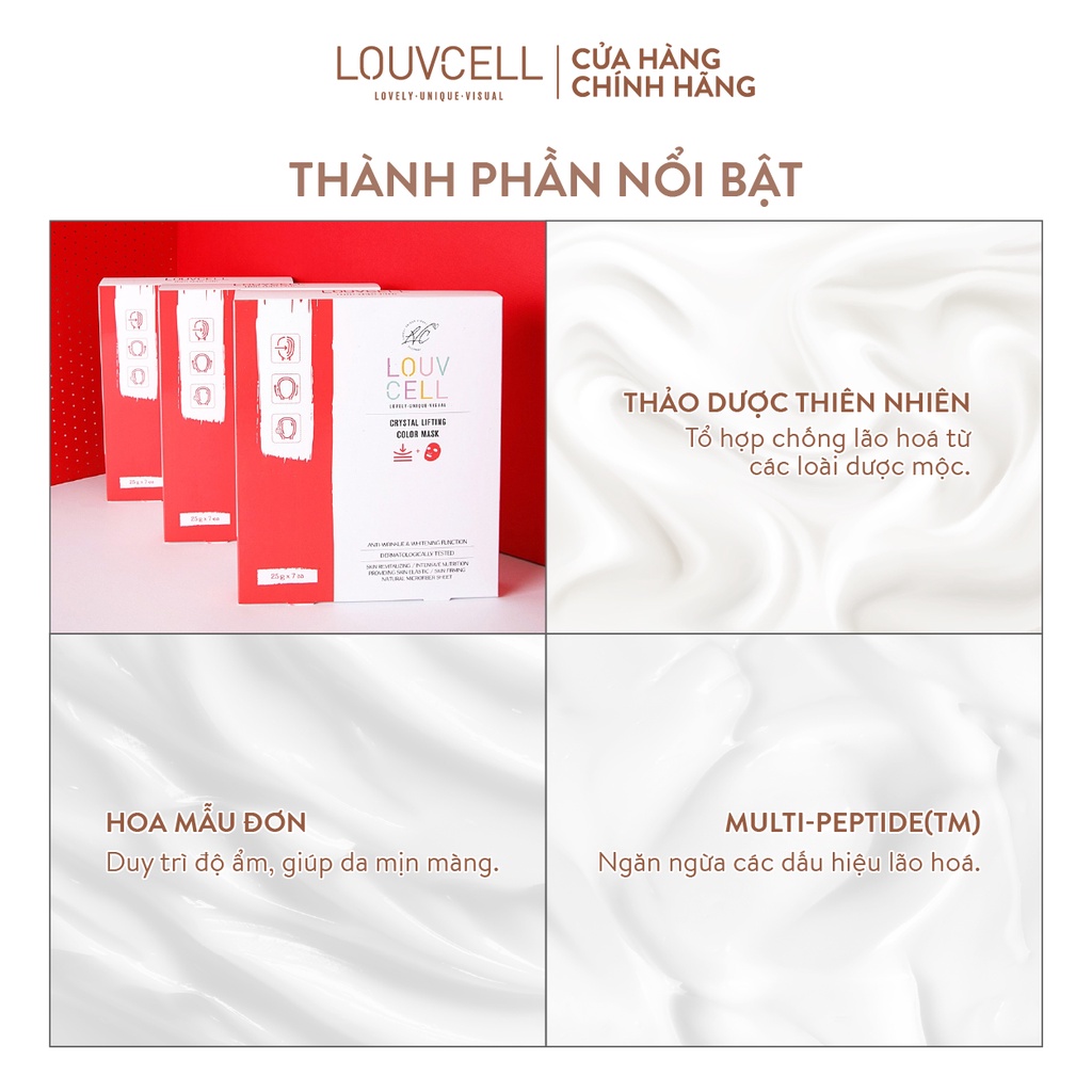 Mặt nạ chỉ tơ ngừa lão hoá Louvcell Rubcell Crystal Lifting Mask 7x25g